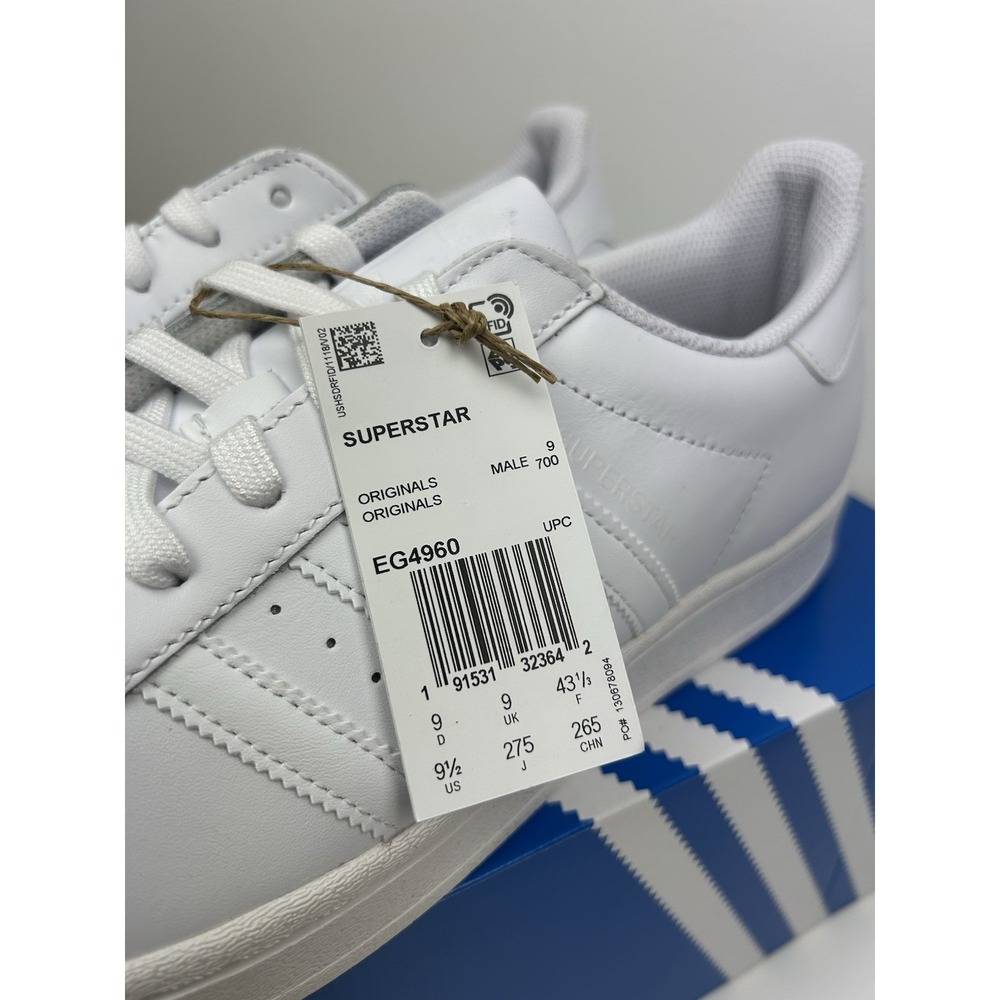 Adidas Mens Size 9.5 Superstar Shoes Cloud White Casual Sneakers Footwear EG4960 - Picture 4 of 5
